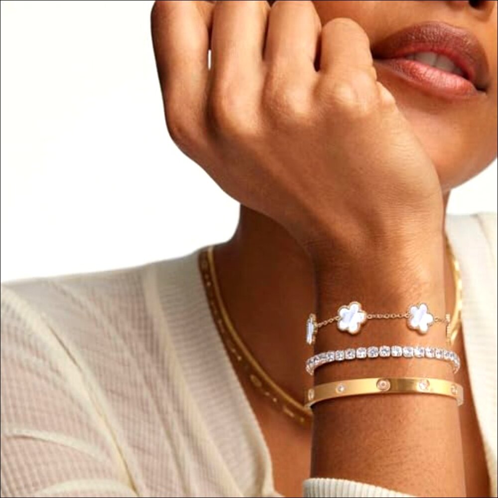 Stackable Gold Plated Bracelet Set, 3pcs Stainles… - image 2